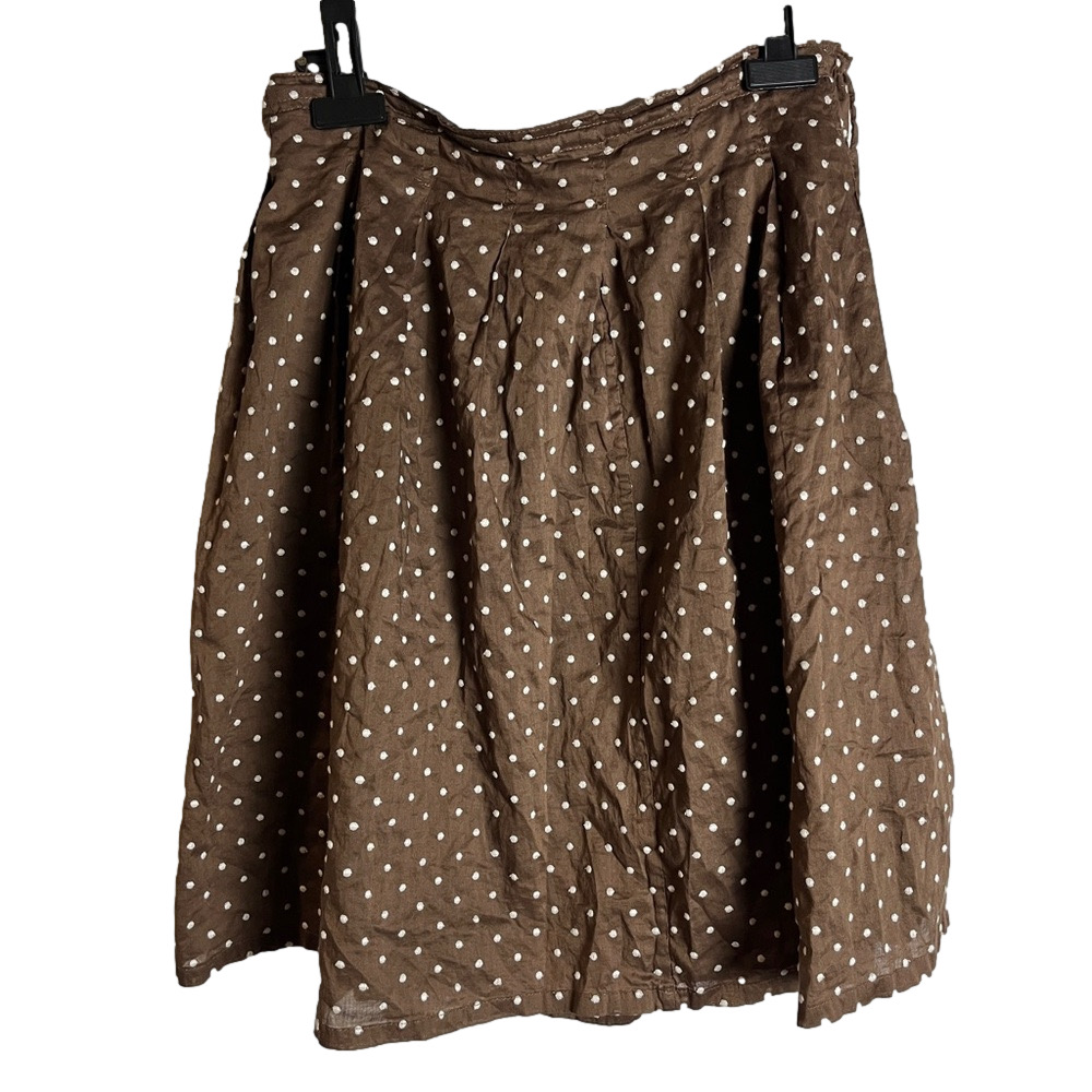 Brown White Polka Dot A Line Skirt Size 8 Cotton Retro